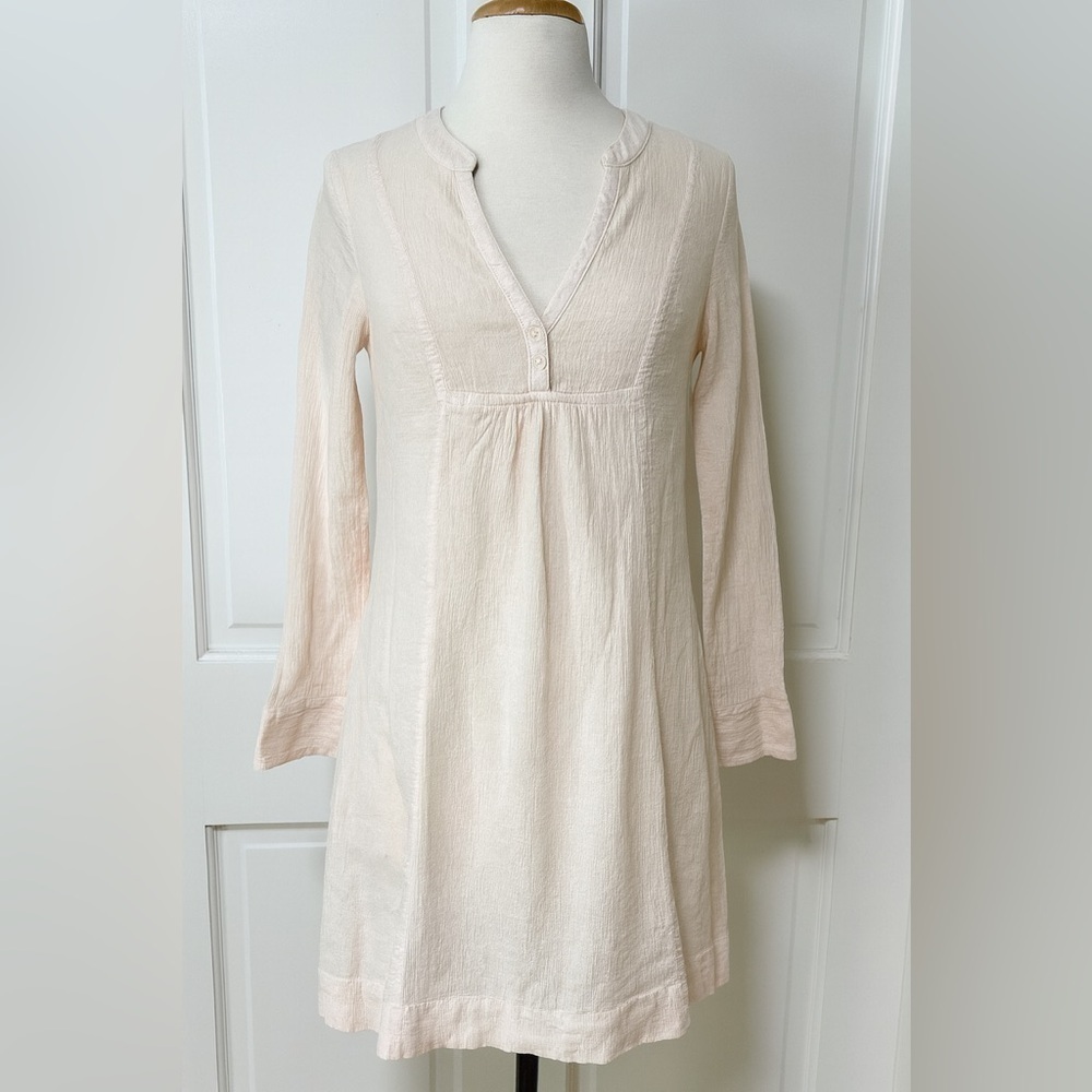 Anthropologie Whimsical Light Pink Crinkle Tunic Dress Boho Cottagecore Size XS